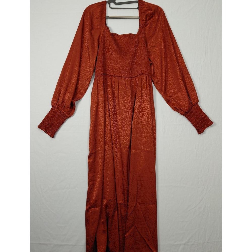 NWT Peasant Dress XXL Square Neck Smocked Bodice Puff Long Sleeves BOHO Prairie - Picture 4 of 15